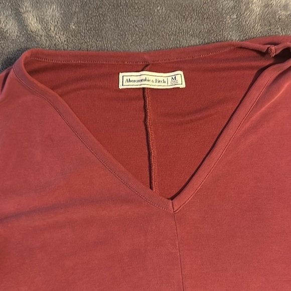 Abercrombie & Fitch Dress Womens M Long Sleeve Pink Mini V-Neck A-Line Viscose - Picture 3 of 6